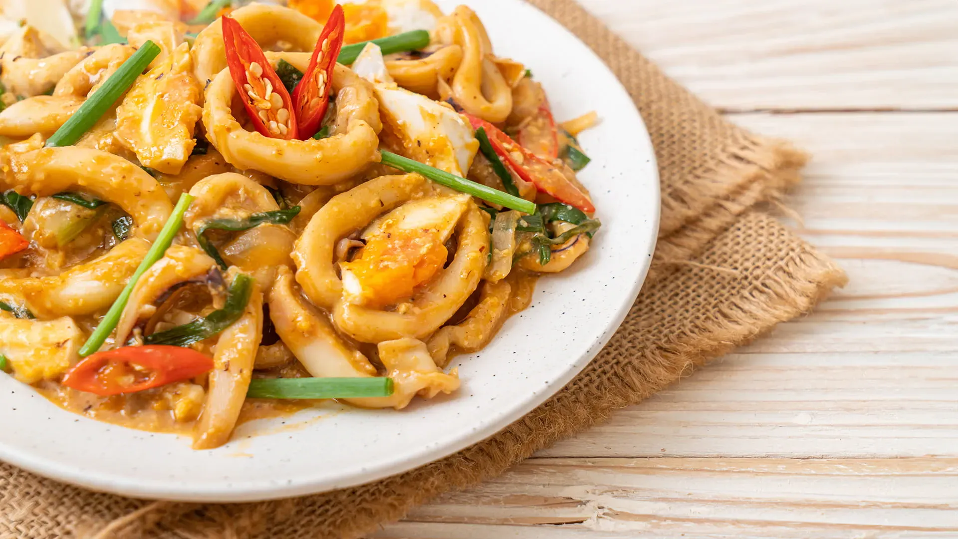 Stir Fried Spicy Turmeric Squid (Sotong Goreng Kunyit)